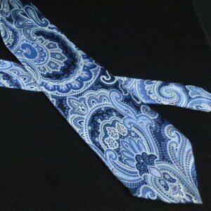 Geoffery Beene Necktie Multi Blues White Paisley Classy Handsome Silk Men's OS